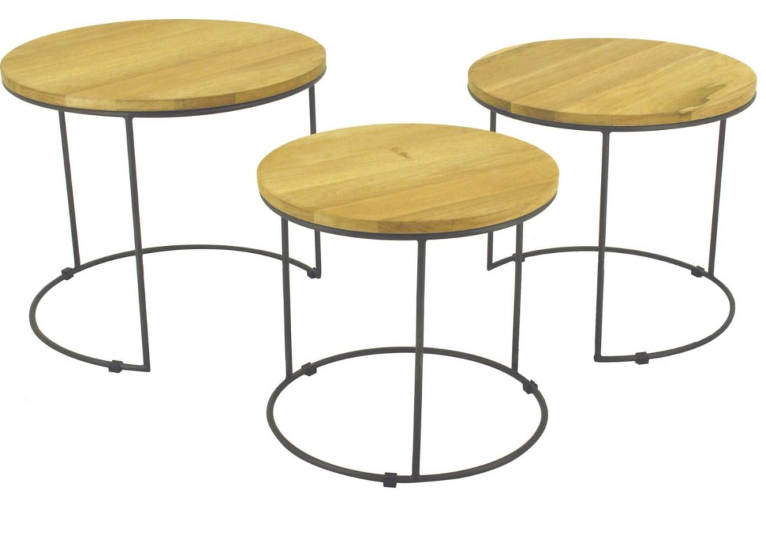 ELIG NEST OF 3 ROUND COFFEE TABLE SET - Repro Project Furniture